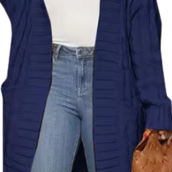 #318 MAXI CARDIGAN KNITTED SWEATER with POCKETS - Picture 4 of 6